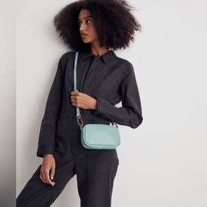 NWOT: Madewell Leather Carabiner Mini Crossbody Bag: Dusty Verdigris/Turquoise